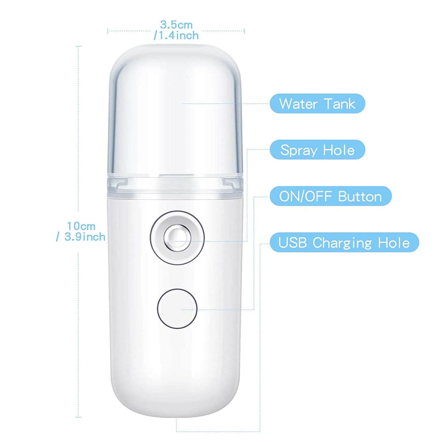Mini Nano Facial Steamer – 30ml Portable Cool Mist Hydration Sprayer (Rechargeable & Wireless)