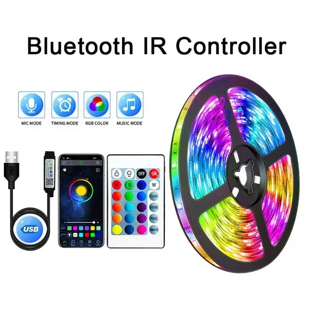 USB RGB LED Strip Lights – App Controlled, Colour Changing, Flexible Tape for TV & Room Decor